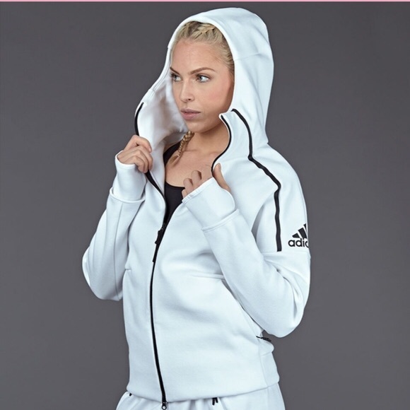 Adidas Z.N.E. Cotton Blend Orange Hoodie SZ SM - Picture 2 of 14